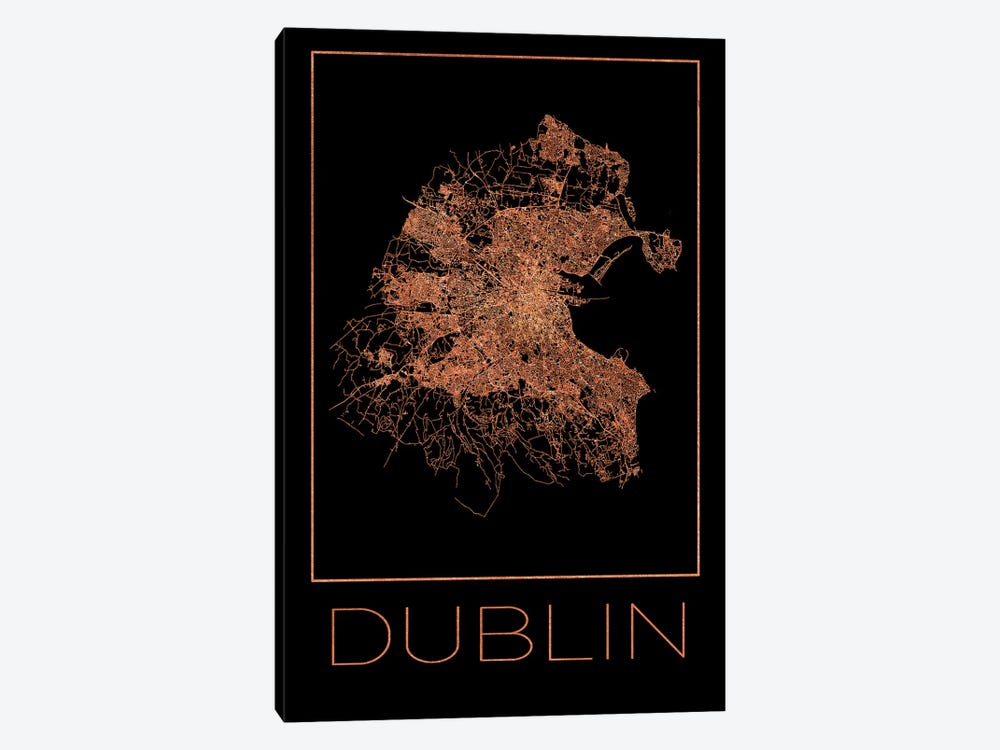 Flat Map Of The City Of Dublin by Paul Rommer 1-piece Canvas Print