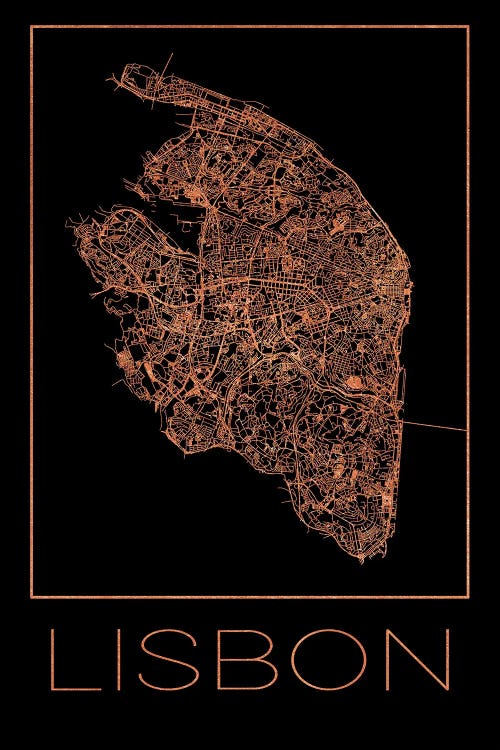 Flat Map Of The City Of Lisbon by Paul Rommer wall art