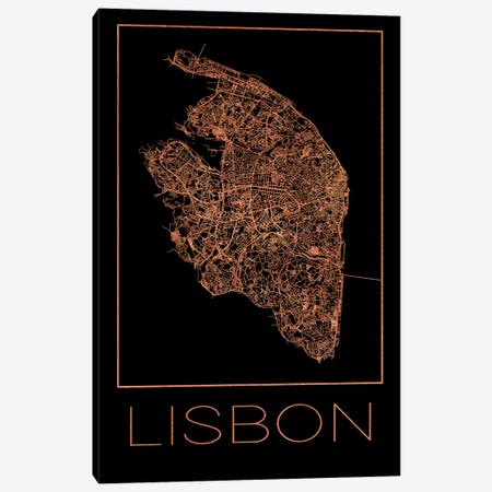 Flat Map Of The City Of Lisbon Canvas Print #PUR4134} by Paul Rommer Canvas Art Print