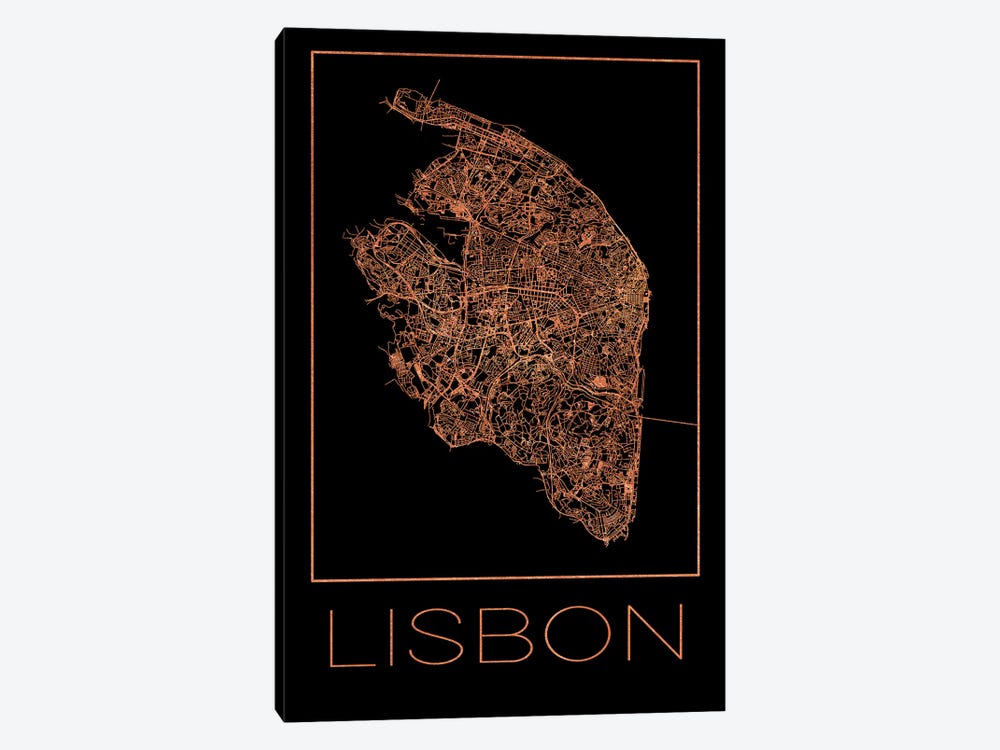 Flat Map Of The City Of Lisbon by Paul Rommer 1-piece Canvas Art