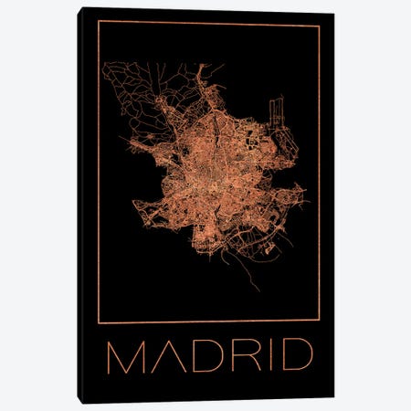 Flat Map Of The City Of Madrid Canvas Print #PUR4135} by Paul Rommer Art Print