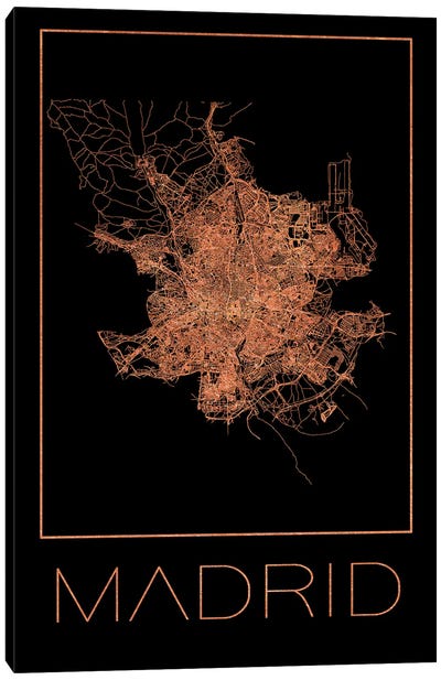 Flat Map Of The City Of Madrid Canvas Art Print - Madrid Art