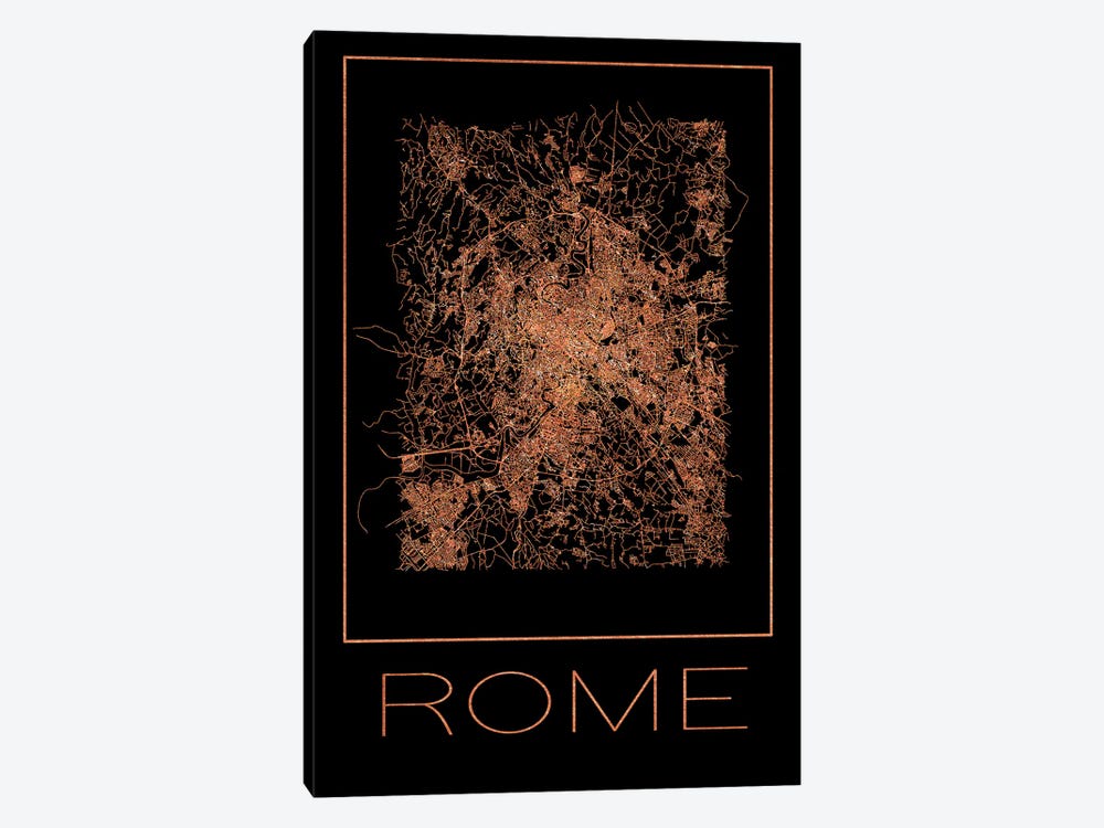 Flat Map Of The City Of Rome by Paul Rommer 1-piece Canvas Wall Art
