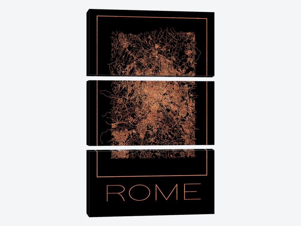 Flat Map Of The City Of Rome by Paul Rommer 3-piece Canvas Art
