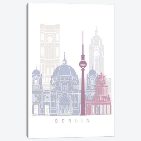 Berlin Skyline Poster Pastel Canvas Print #PUR4141} by Paul Rommer Art Print
