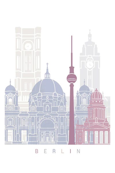 Berlin: Berlin Skyline Poster Pastel by Paul Rommer