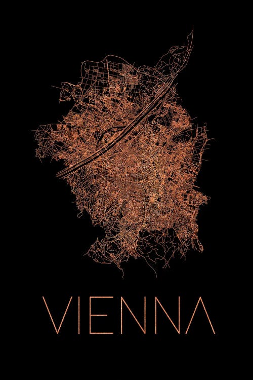 Flat - Map Of The City Of Vienna by Paul Rommer wall art