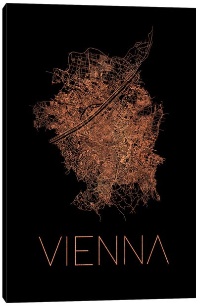 Flat - Map Of The City Of Vienna Canvas Art Print - Vienna