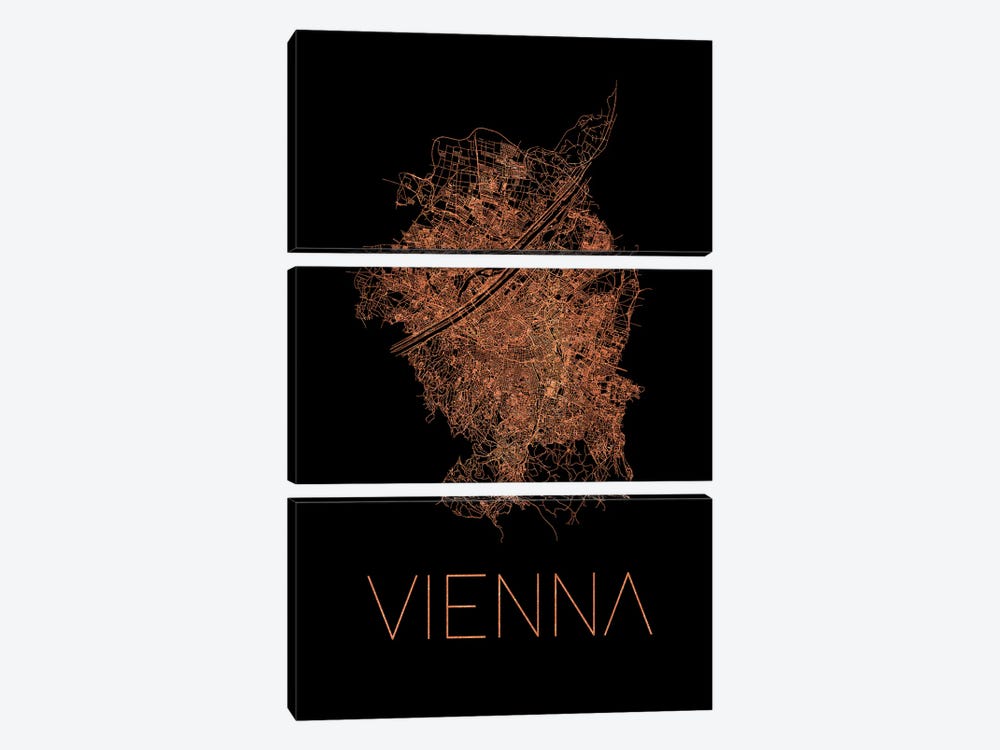 Flat - Map Of The City Of Vienna by Paul Rommer 3-piece Art Print