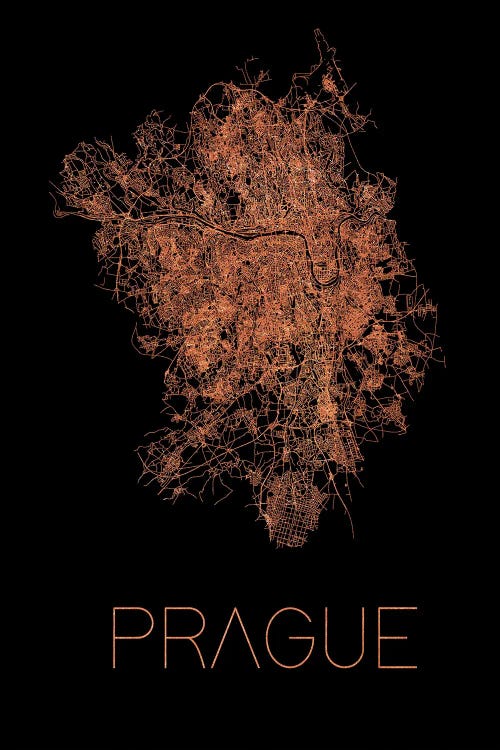 Prague Flat City Map by Paul Rommer wall art
