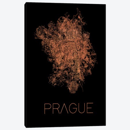 Prague Flat City Map Canvas Print #PUR4157} by Paul Rommer Art Print