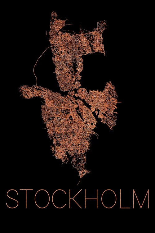 Stockholm Flat City Map by Paul Rommer wall art