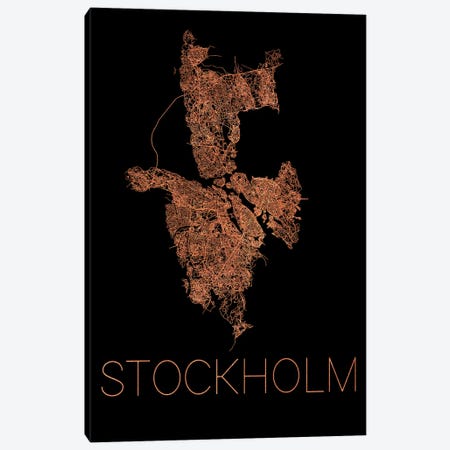 Stockholm Flat City Map Canvas Print #PUR4159} by Paul Rommer Canvas Art