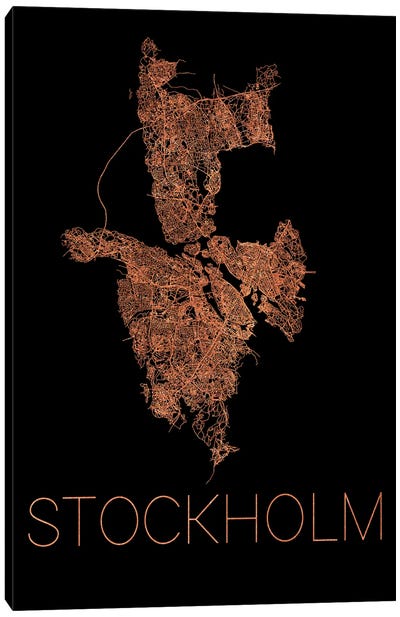 Stockholm Flat City Map Canvas Art Print - Stockholm