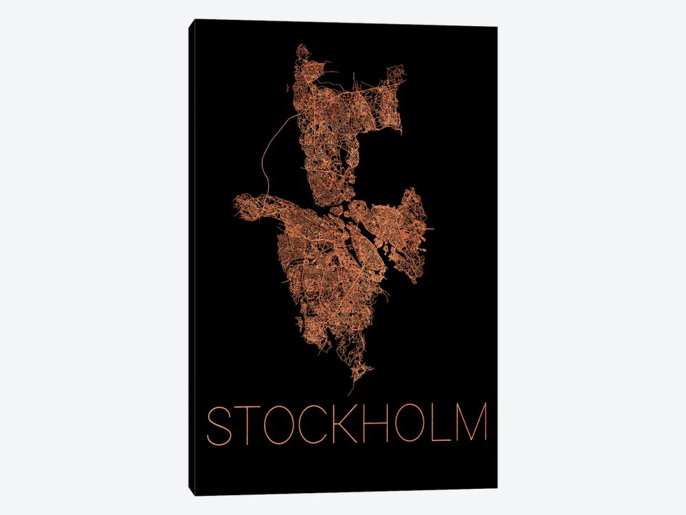 Stockholm Flat City Map by Paul Rommer 1-piece Art Print