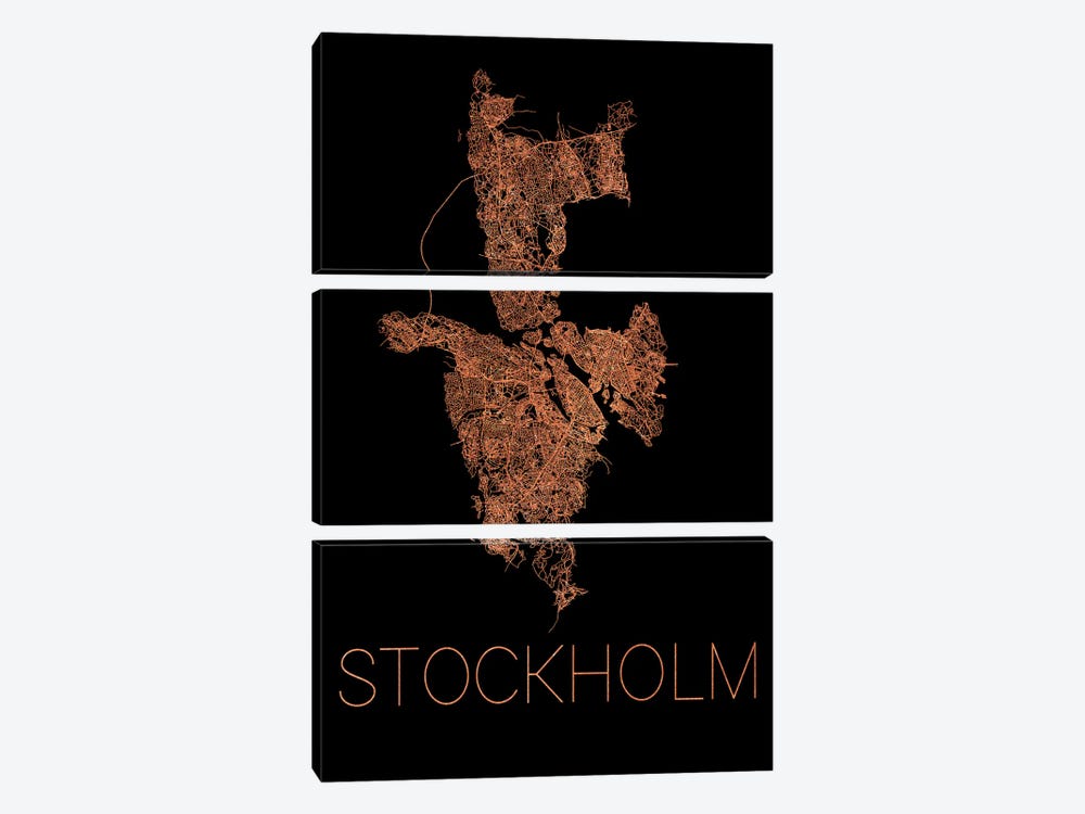 Stockholm Flat City Map by Paul Rommer 3-piece Art Print