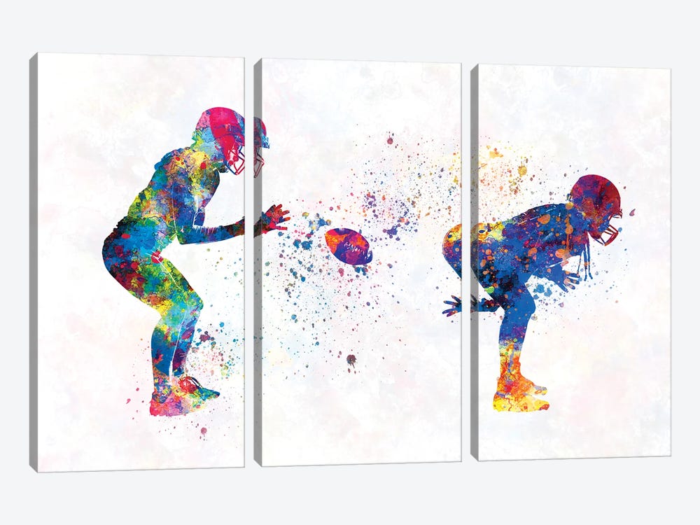 American Football A-I by Paul Rommer 3-piece Canvas Art Print