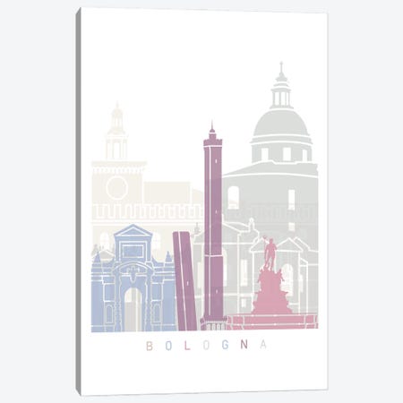 Bologna Skyline Poster Pastel Canvas Print #PUR4171} by Paul Rommer Canvas Art