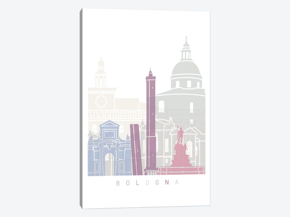 Bologna Skyline Poster Pastel by Paul Rommer 1-piece Canvas Print