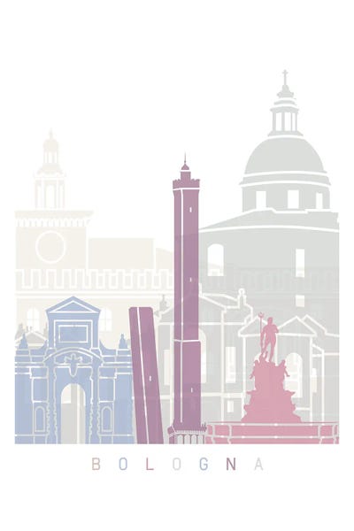 Emilia-Romagna: Bologna Skyline Poster Pastel by Paul Rommer