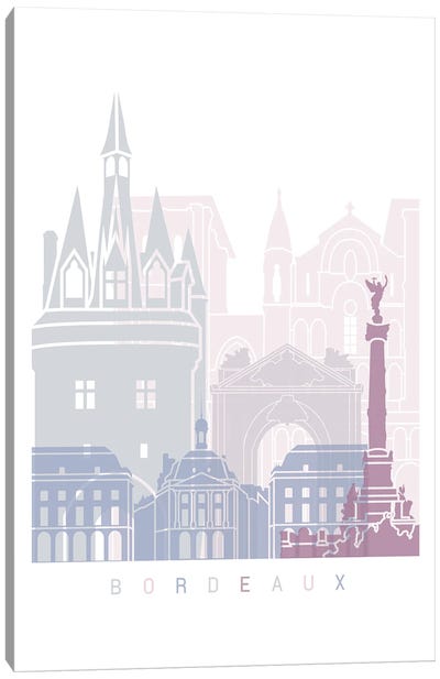 Bordeaux Skyline Poster Pastel Canvas Art Print