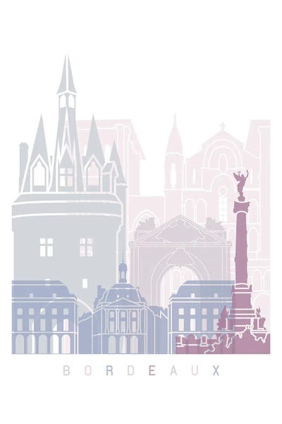Nouvelle-Aquitaine: Bordeaux Skyline Poster Pastel by Paul Rommer