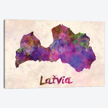 Latvia In Watercolor Canvas Print #PUR418} by Paul Rommer Art Print