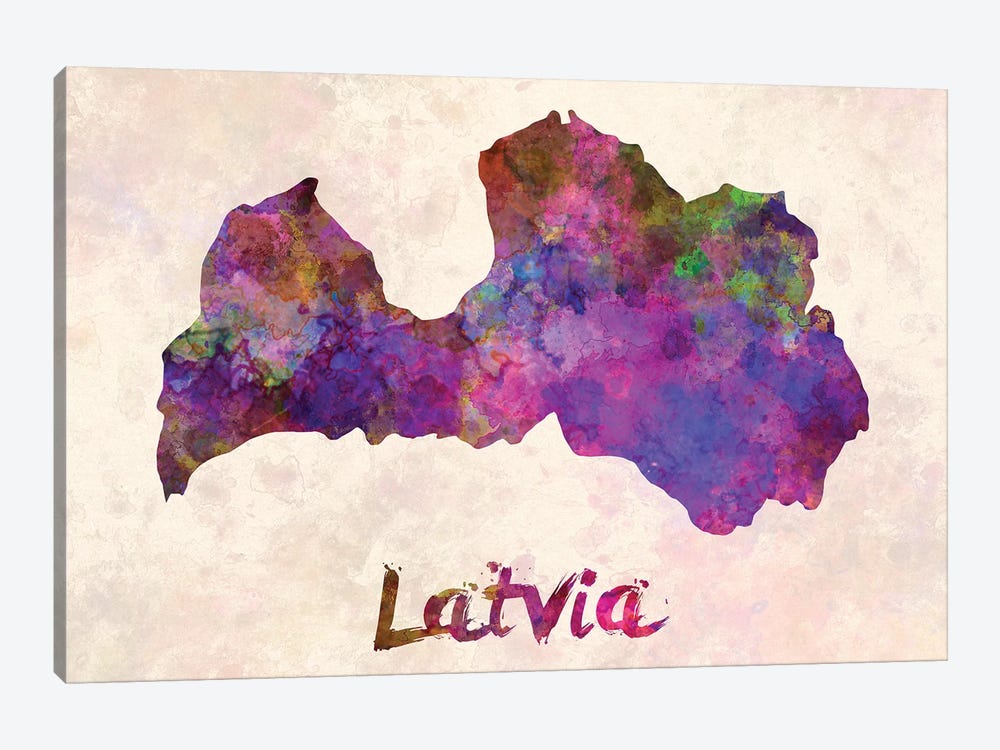 Latvia In Watercolor by Paul Rommer 1-piece Canvas Art Print