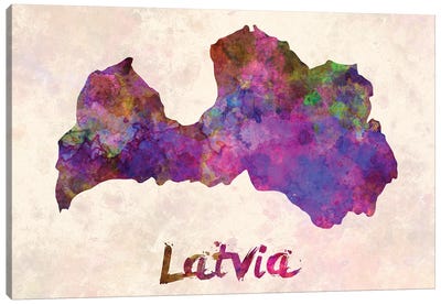 Latvia In Watercolor Canvas Art Print