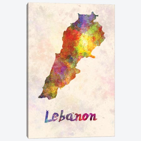 Lebanon In Watercolor Canvas Print #PUR419} by Paul Rommer Canvas Art Print