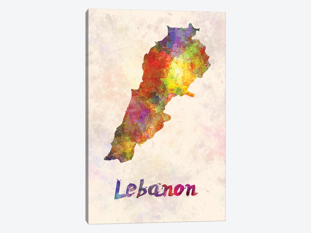 Lebanon In Watercolor by Paul Rommer 1-piece Canvas Art