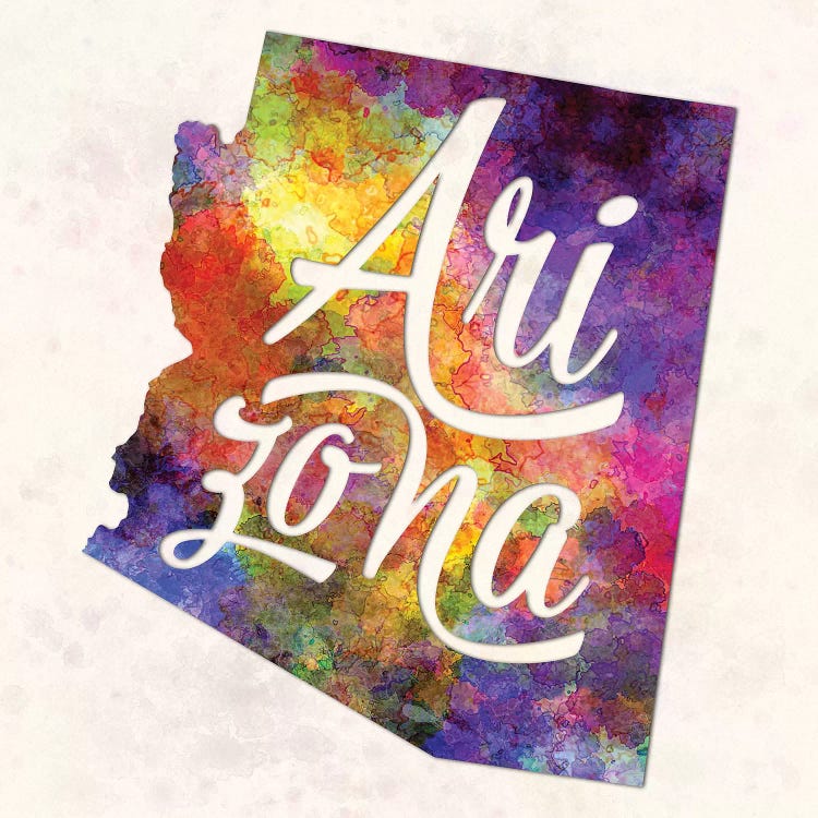 Arizona US State In Watercolor Text Cut Out