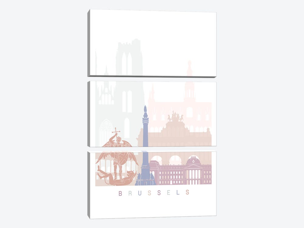 Brussels Skyline Pastel by Paul Rommer 3-piece Canvas Print