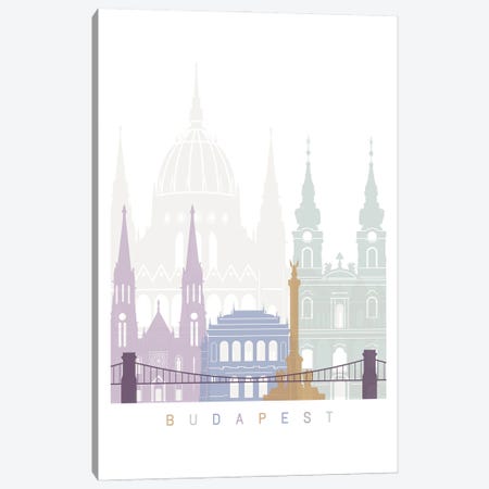 Budapest Skyline Pastel Canvas Print #PUR4208} by Paul Rommer Canvas Art