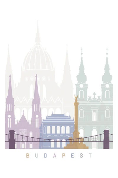 Budapest: Budapest Skyline Pastel by Paul Rommer