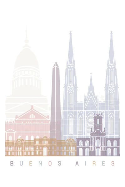 Buenos Aires: Buenos Aires Skyline Pastel by Paul Rommer