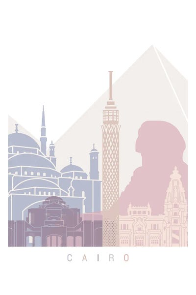 Cairo Skyline Pastel by Paul Rommer metal wall art