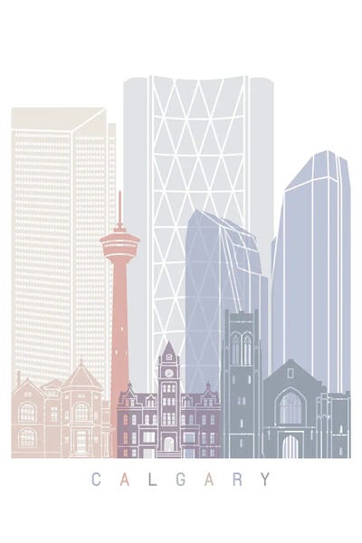 Alberta: Calgary Skyline Poster Pastel by Paul Rommer