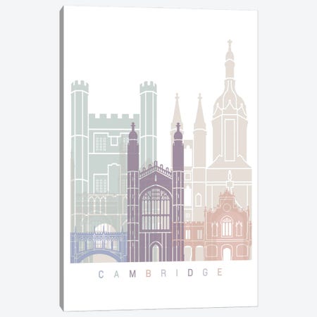 Cambridge Skyline Poster Pastel Canvas Print #PUR4216} by Paul Rommer Canvas Art