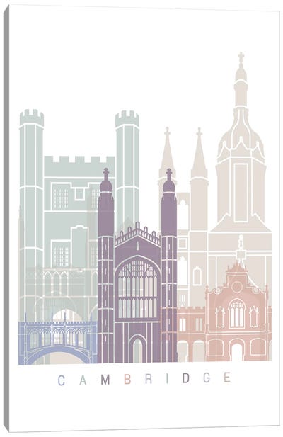 Cambridge Skyline Poster Pastel Canvas Art Print