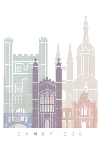 Paul Rommer: Cambridge Skyline Poster Pastel by Paul Rommer