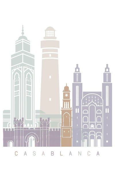 Casablanca Skyline Poster Pastel