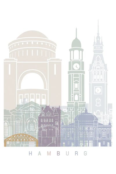 Hamburg: Hamburg Skyline Poster Pastel by Paul Rommer
