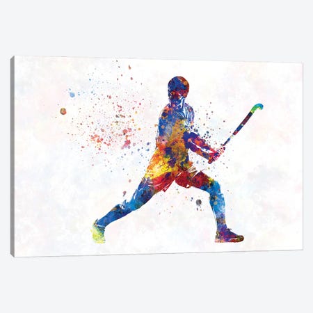 Watercolor Field Hockey Canvas Print #PUR4238} by Paul Rommer Canvas Print