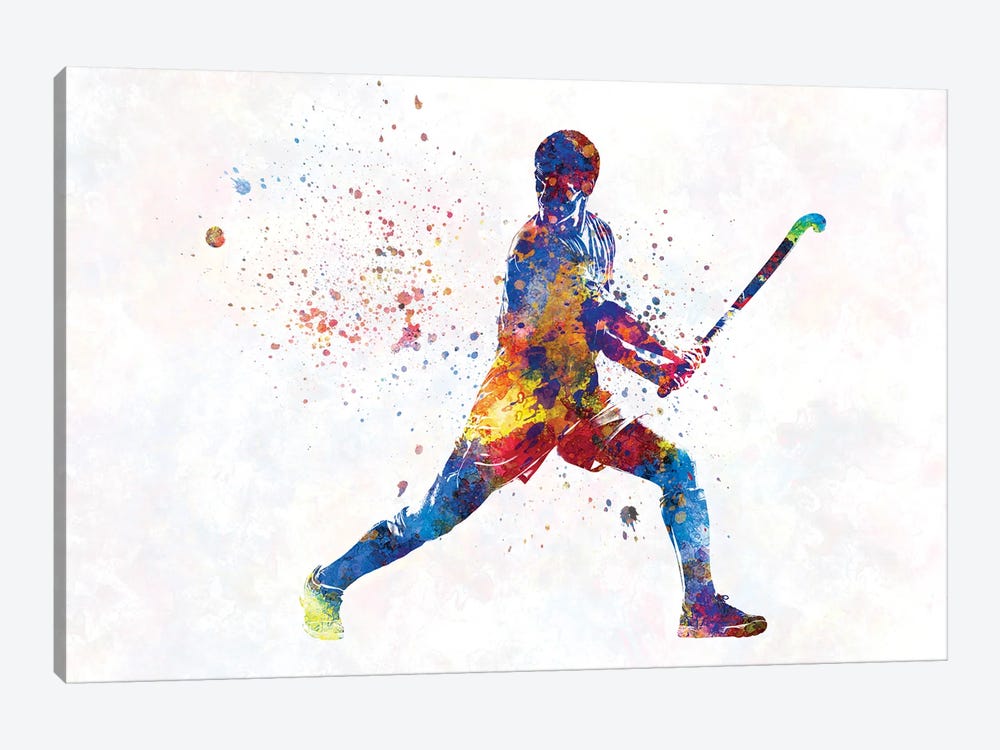 Watercolor Field Hockey by Paul Rommer 1-piece Canvas Wall Art