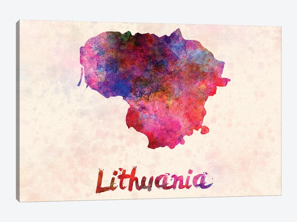 Lithuania In Watercolor by Paul Rommer 1-piece Canvas Print