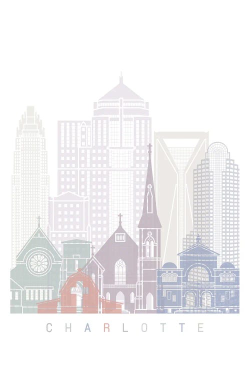 Charlotte Skyline Poster Pastel
