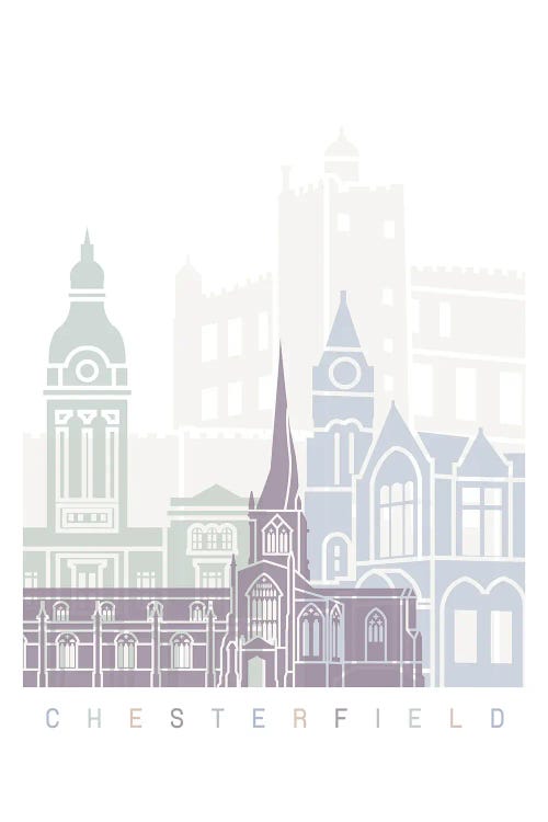 Chesterfield Skyline Poster Pastel