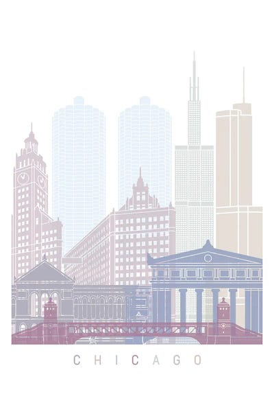 Chicago Skyline Poster Pastel by Paul Rommer gallery poster