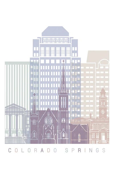 Colorado Springs: Colorado Springs Skyline Poster Pastel by Paul Rommer